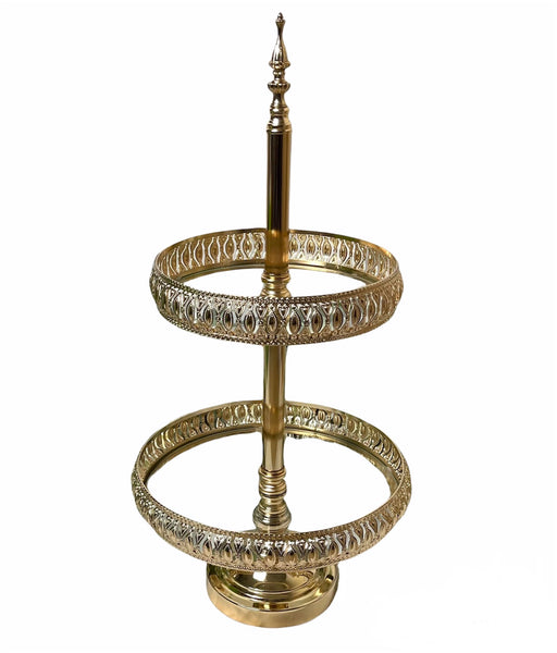2-tier Decorated Gold Cake Stand