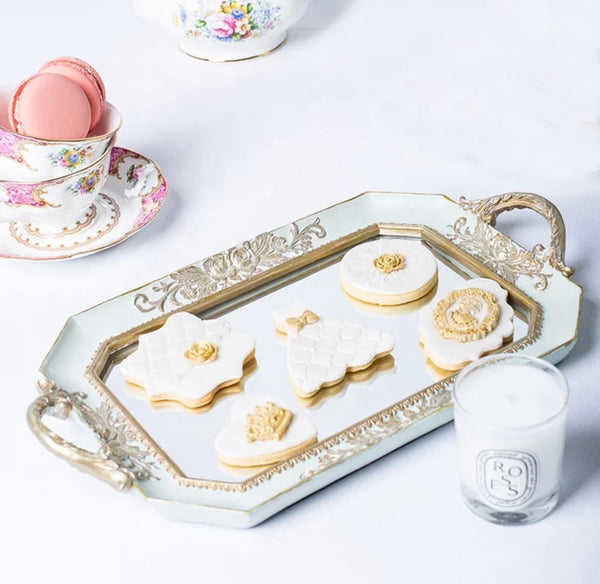 Light Blue/ Gold French Serving Tray