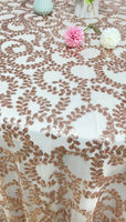 Rose Gold Sequin Table Cloth Overlay.