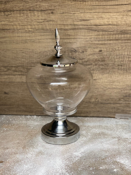 Large Silver Glass Apothecary Jar