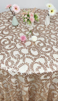 Rose Gold Sequin Table Cloth Overlay.